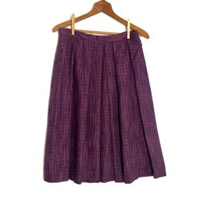 Vintage Purple Tweed Skirt High Waist Pleat 70s M